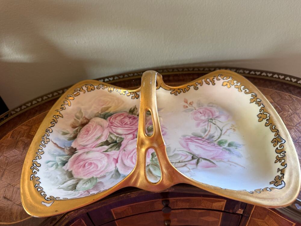 Vintage Hand‑Painted Porcelain Victorian Style Serving Dish